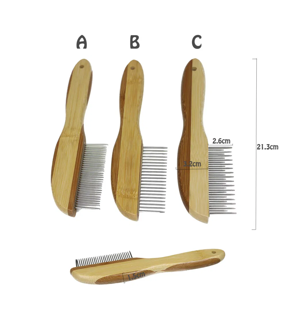 Eco-Friendly Pet Hair Brush Bamboo Wooden Pin Needle Brush Cat Massage Cleaning Hair Remover Pet Dog Hair Grooming Comb