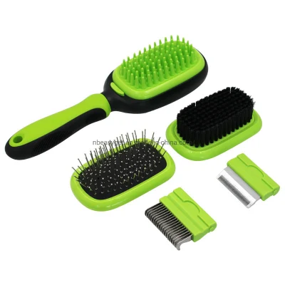 Kit de preparação para animais de estimação 5 em 1 escova de cabelo para cães Escova de banho / cerdas / escova de pinos Ferramenta de remoção de pêlos para cães e gatos com cabelos longos ou curtos Esg12732